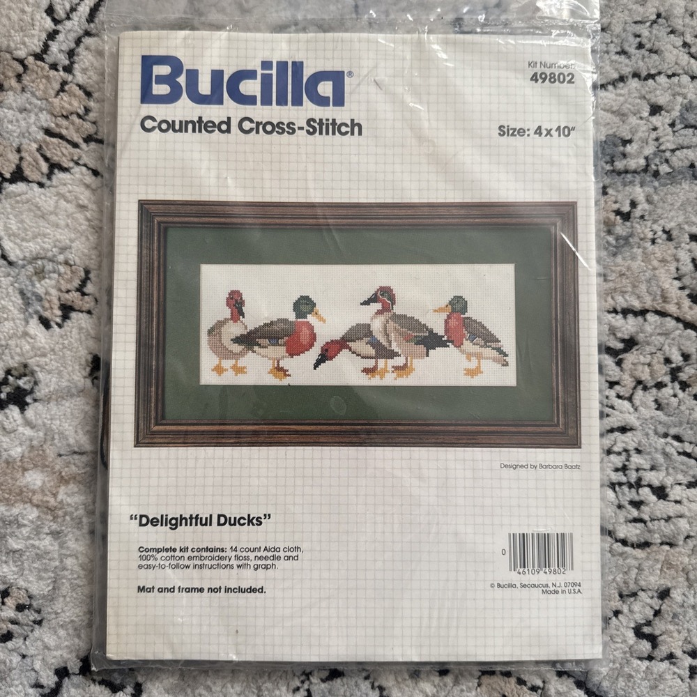 Delightful Ducks Counted Cross Stitch Kit #49802 by Bucilla (4" x 10", NEW)